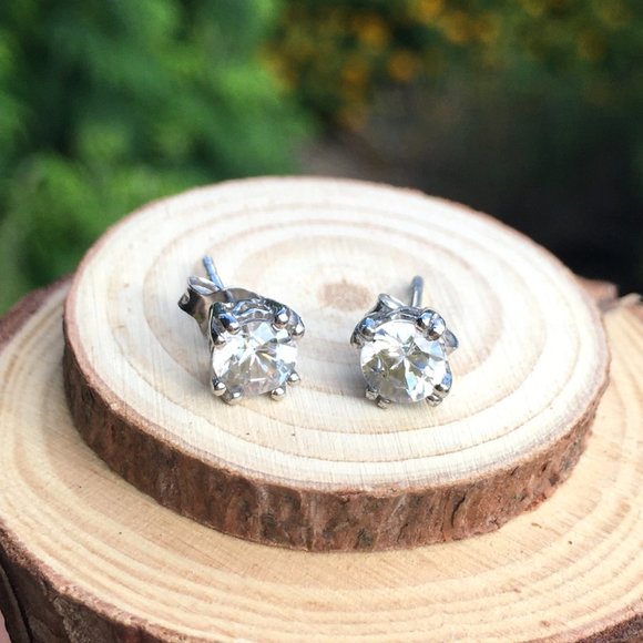 Cambodian Zircon Sterling Silver Earrings Natural Gemstones Studs - Picture 15 of 16